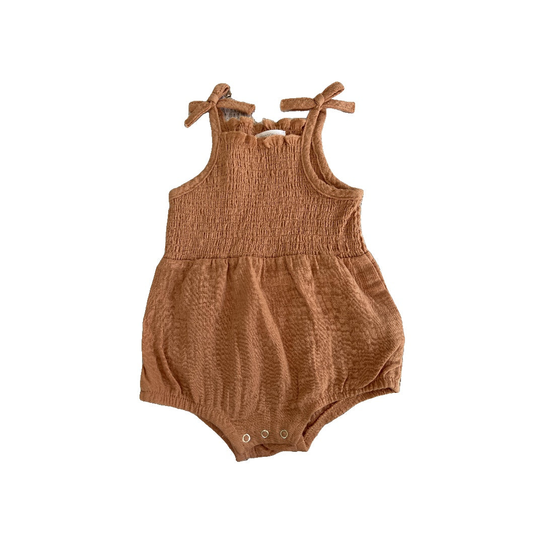 Grayson mini Girls Brown Romper Size: 6-9 months Brown