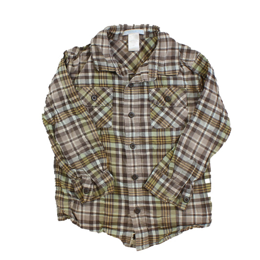 Janie and Jack Boys Brown Button Down Long Sleeve Size: 4T Brown