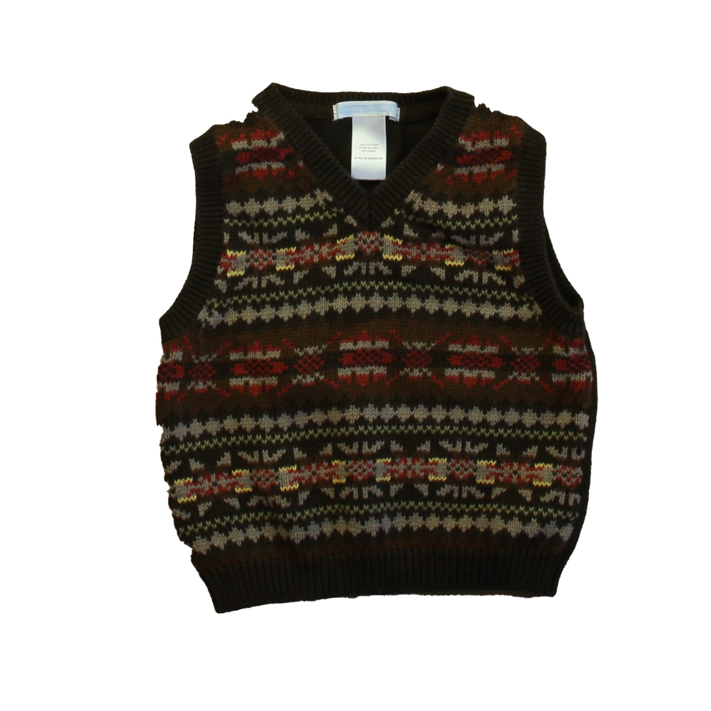 Janie and Jack Boys Brown Sweater Vest Size: 12-18 Months