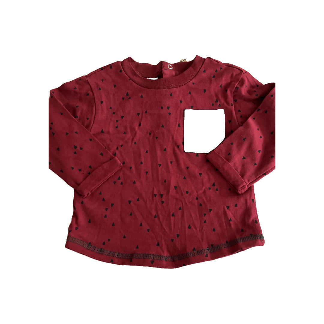 Focus Boys Burgundy | Black | Pattern Long Sleeve Shirt Size: 12M Burgundy | Black | Pattern