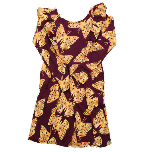 Tea Collection Girls Burgundy Butterlies Dress Size: 10 Years Burgundy Butterlies