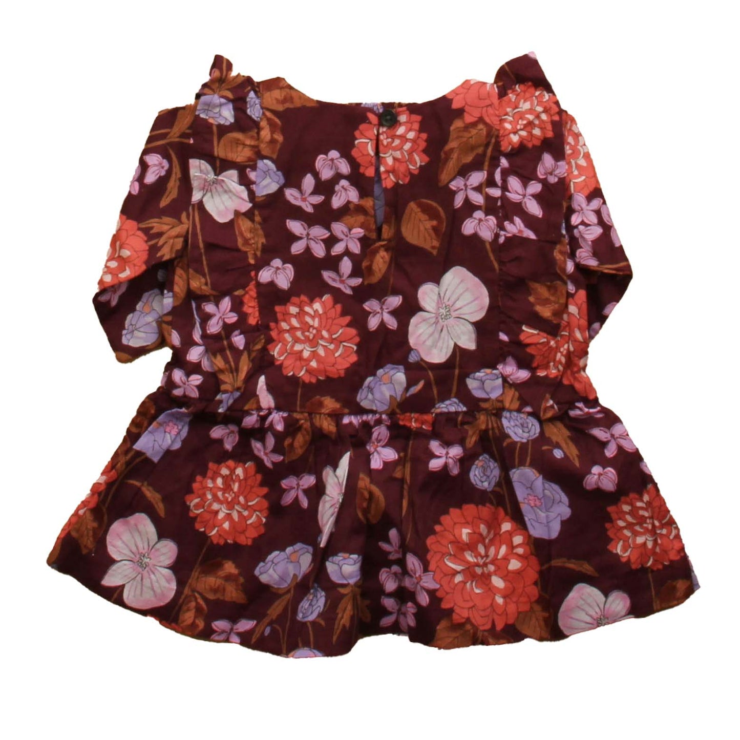 Tea Girls Burgundy | Floral Dress Size: 3-6 Months Burgundy | Floral