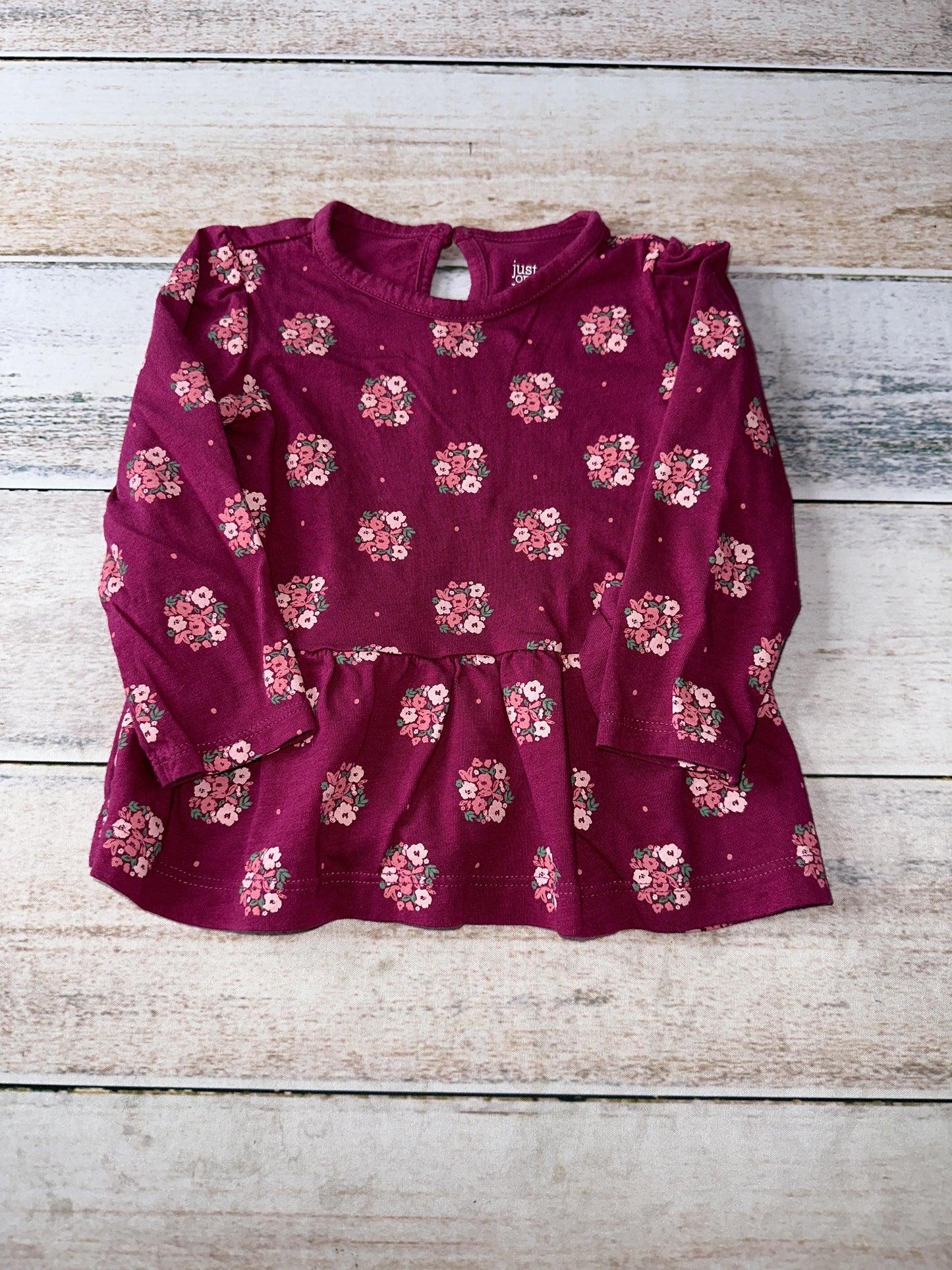 Carters Girls Burgundy | Flowers Long Sleeve Shirt Size: 18 months Burgundy | Flowers