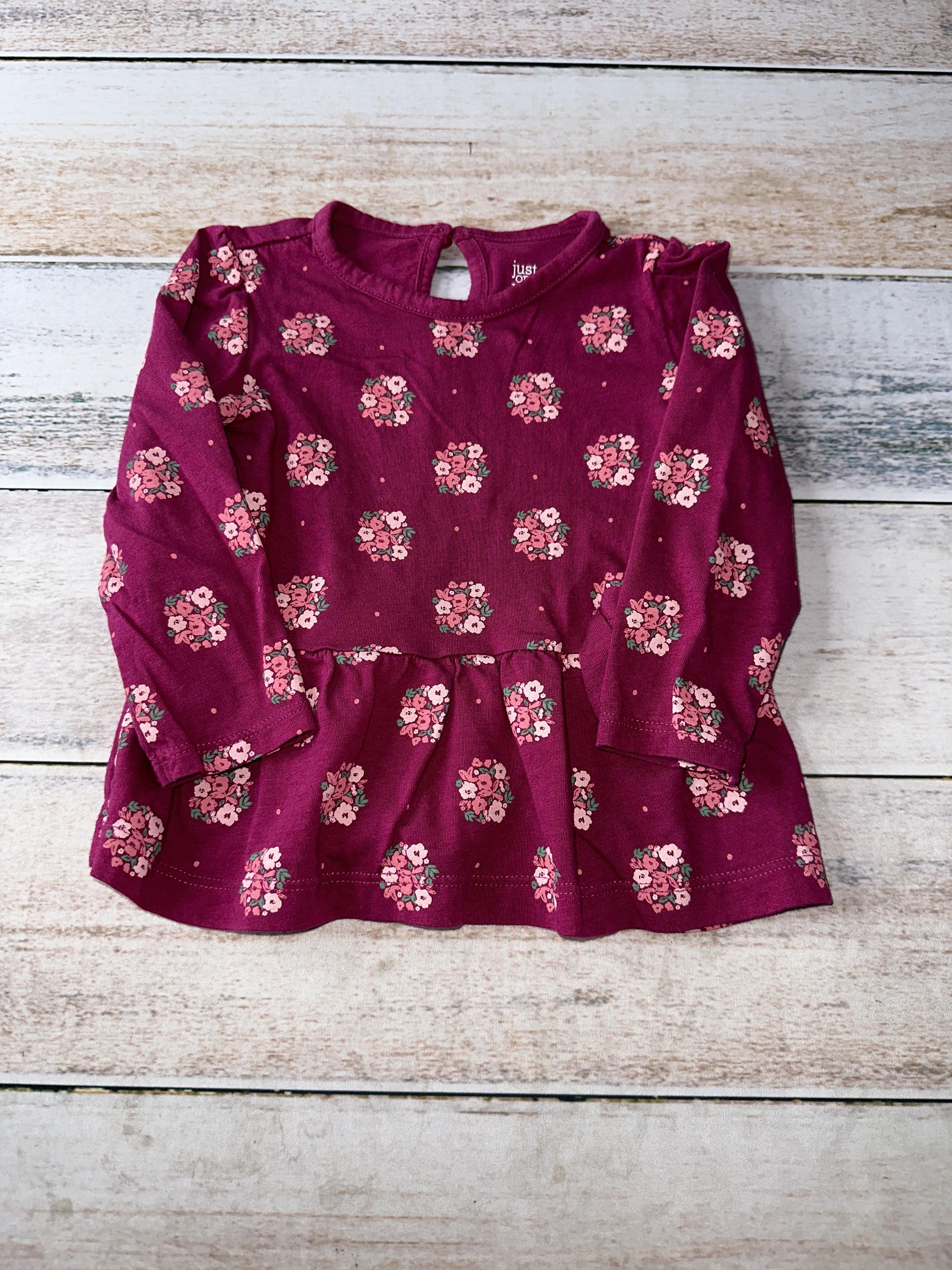 Carters Girls Burgundy | Flowers Long Sleeve Shirt Size: 18 months Burgundy | Flowers