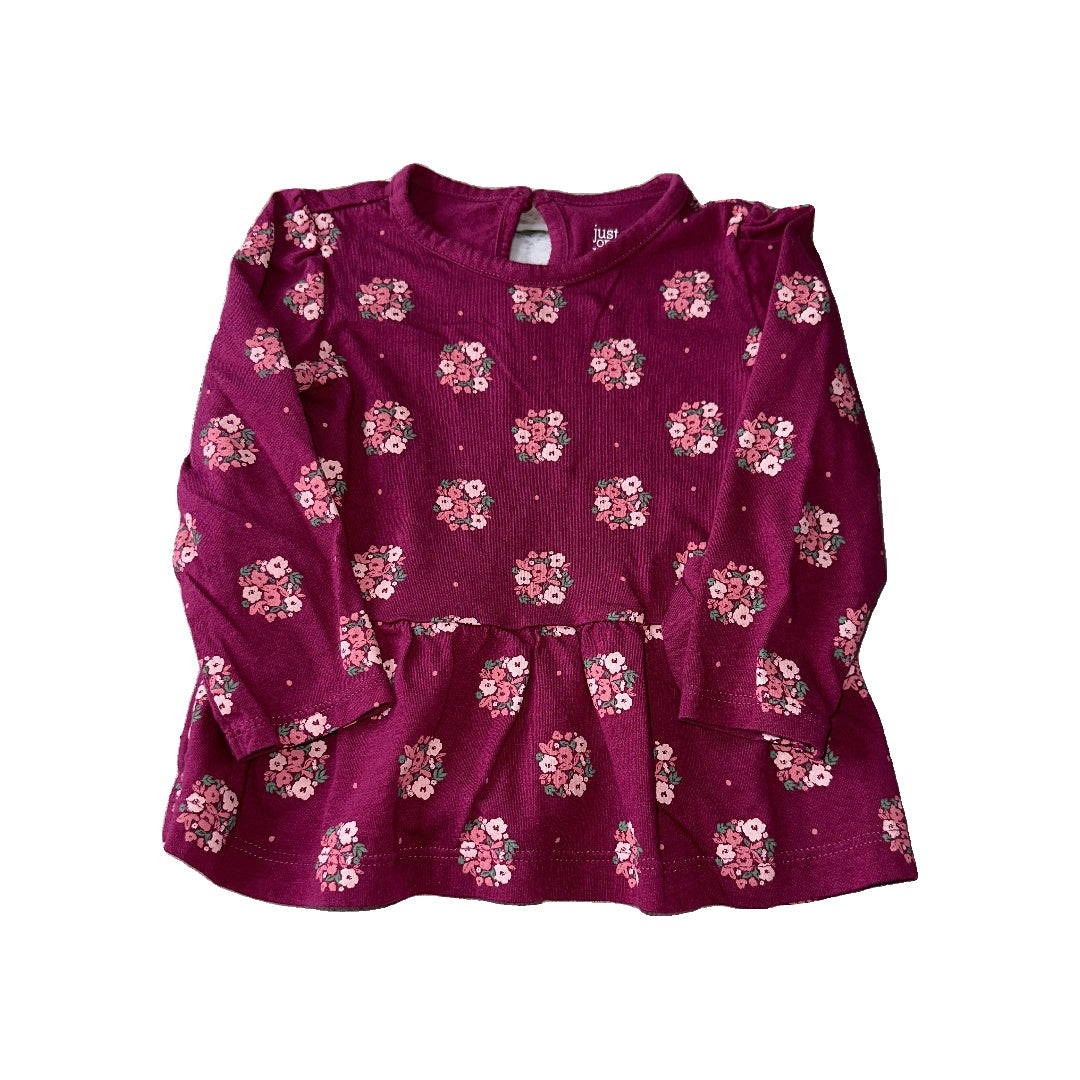 Carters Girls Burgundy | Flowers Long Sleeve Shirt Size: 18 months Burgundy | Flowers