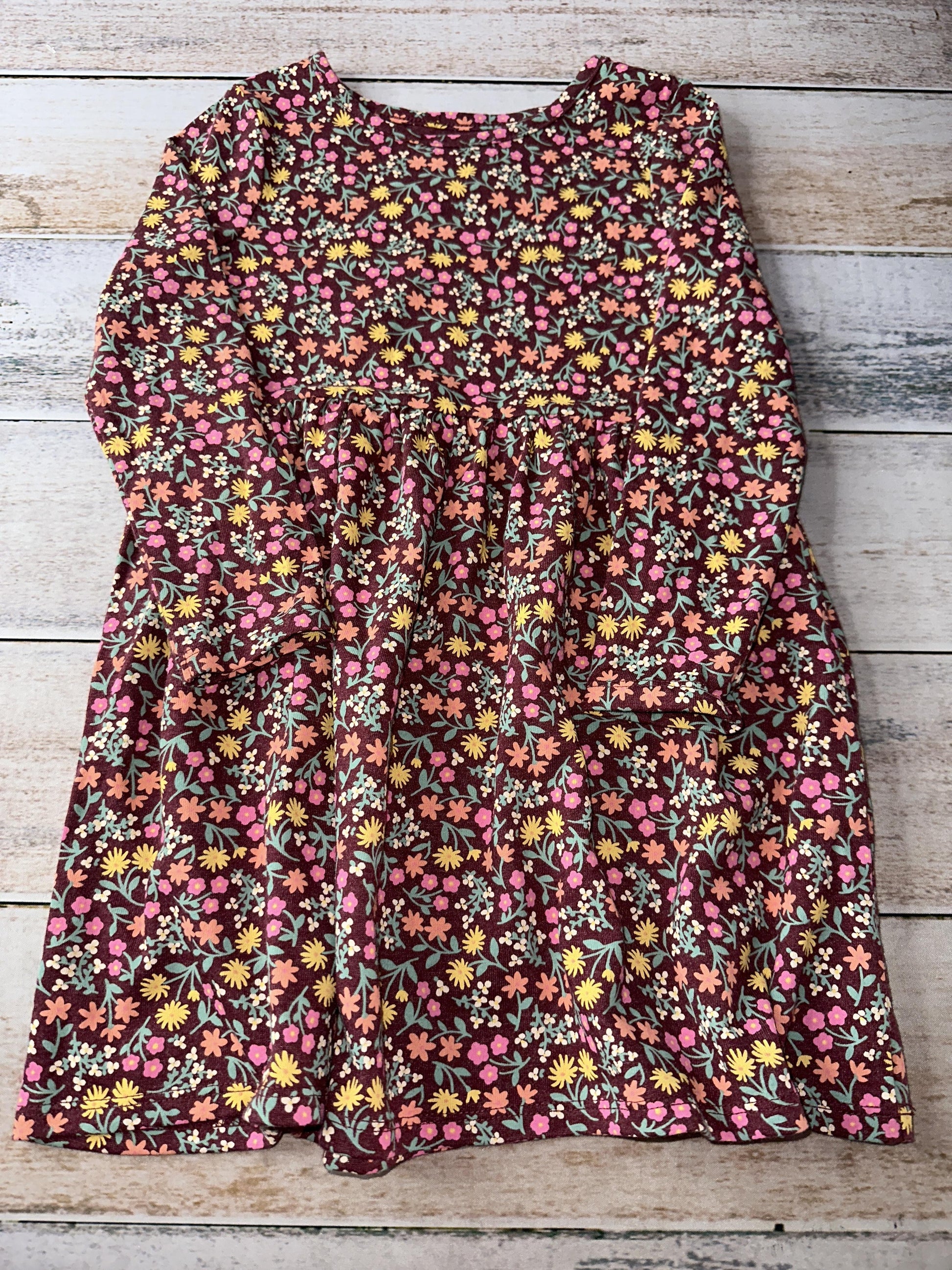 Cat & Jack Girls Burgundy | Flowers Dress Size: 5T Burgundy | Flowers