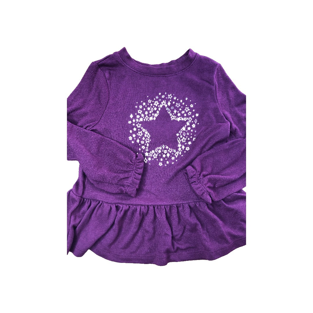 Cat & Jack Girls Burgundy | Gold Long Sleeve T-Shirt Size: 3T Burgundy | Gold