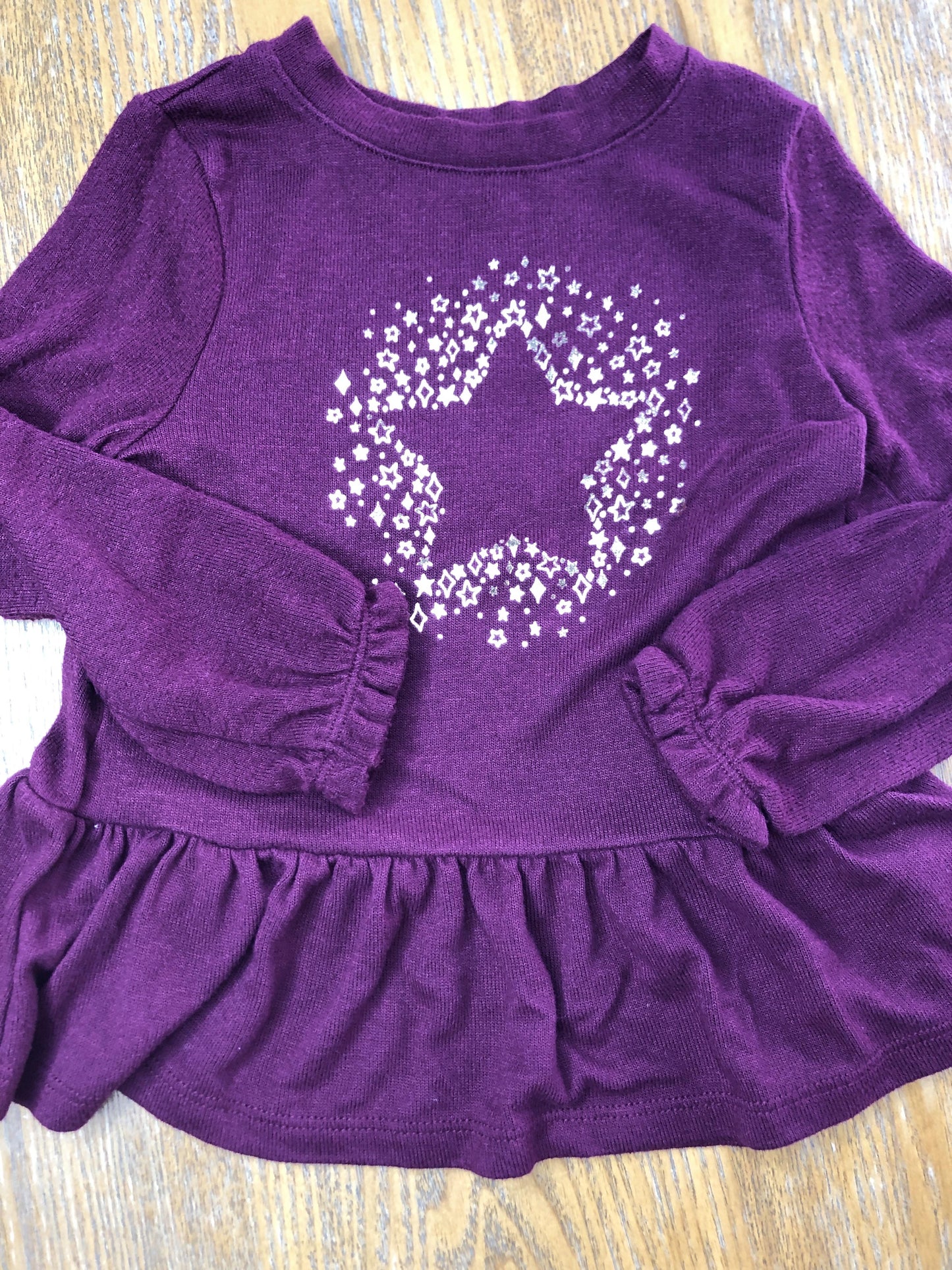 Cat & Jack Girls Burgundy | Gold Long Sleeve T-Shirt Size: 3T Burgundy | Gold