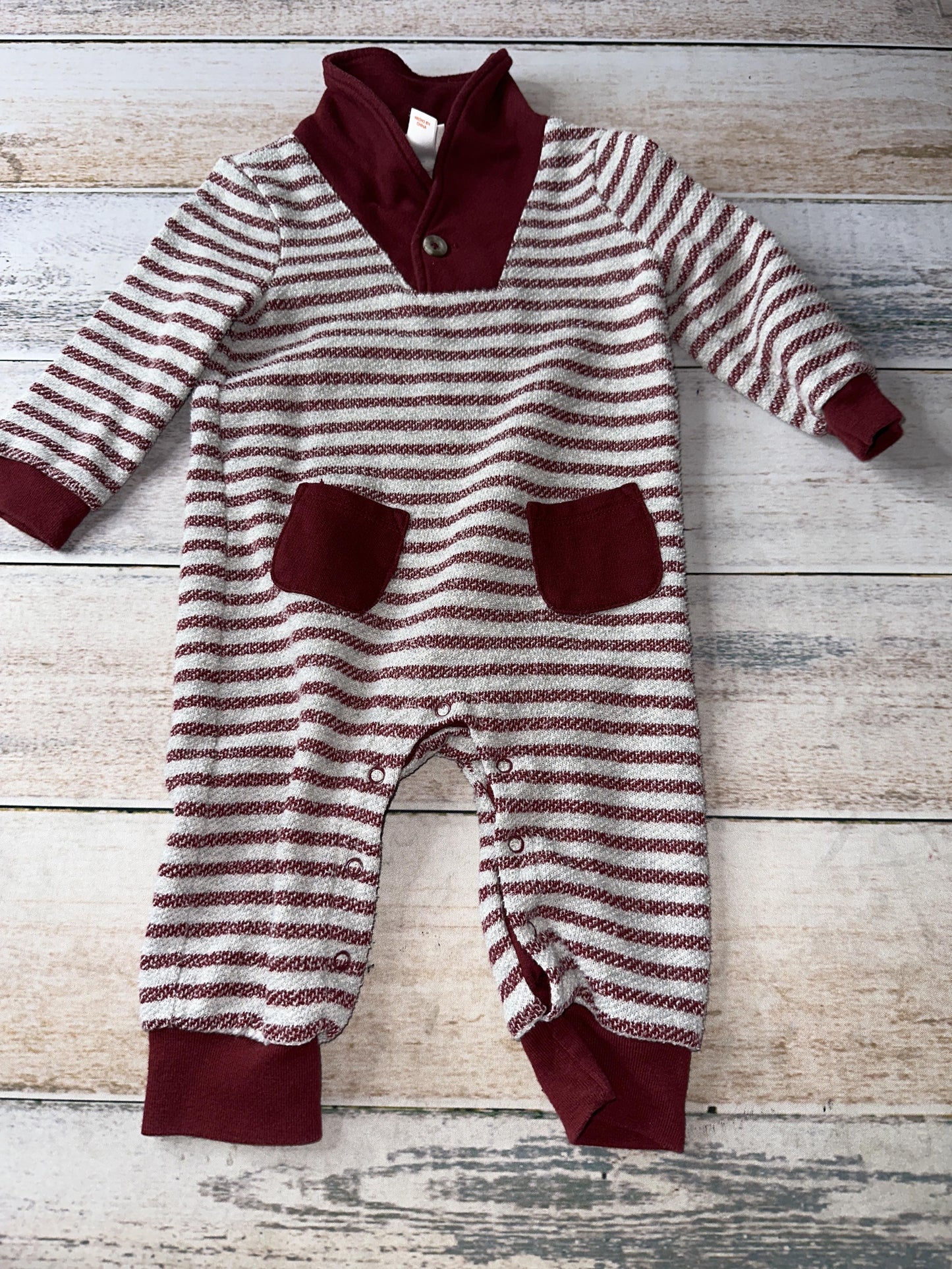 Cat & Jack Boys Burgundy | Grey Long Sleeve Outfit Size: 6-9 months Burgundy | Grey