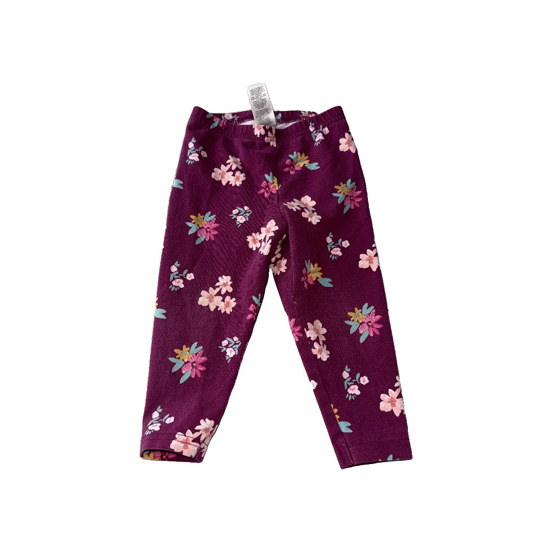 Carters Girls Burgundy | Pink floral Pants Size: 18 months Burgundy | Pink floral