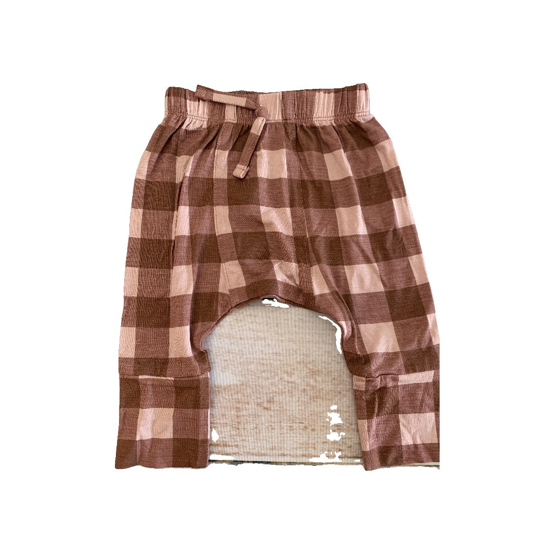 Kate Quinn Girls Burgundy | pink | plaid Pants Size: 0-3 months Burgundy | pink | plaid