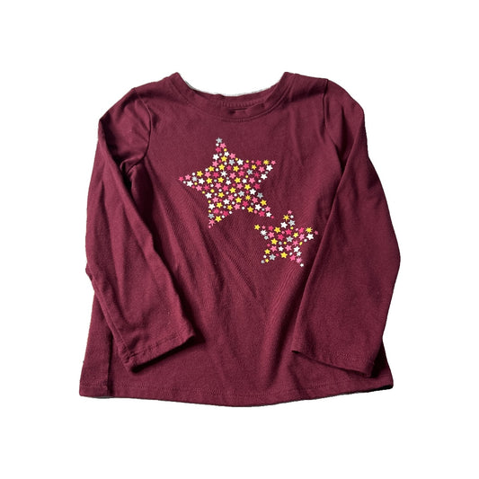 Cat & Jack Girls Burgundy | Stars Long Sleeve T-Shirt Size: 3T Burgundy | Stars
