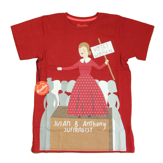 Piccolina Girls Burgundy Trailblazer | Susan B Anthony T-Shirt Size: Adult XS - Adult XL Burgundy Trailblazer | Susan B Anthony