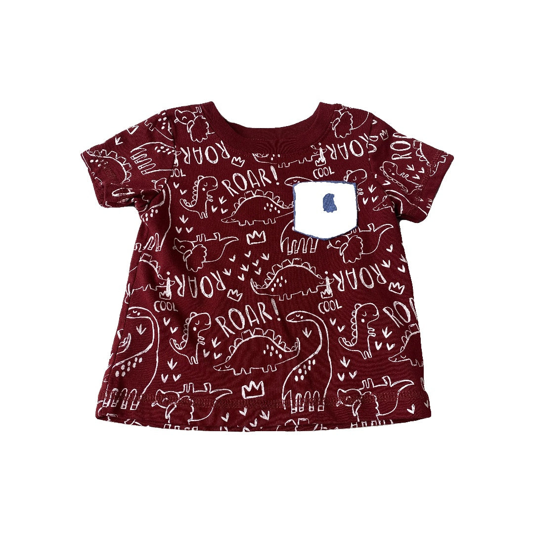 Sterling Baby Boys Burgundy | White | Dinosaur T-Shirt Size: 18 months Burgundy | White | Dinosaur