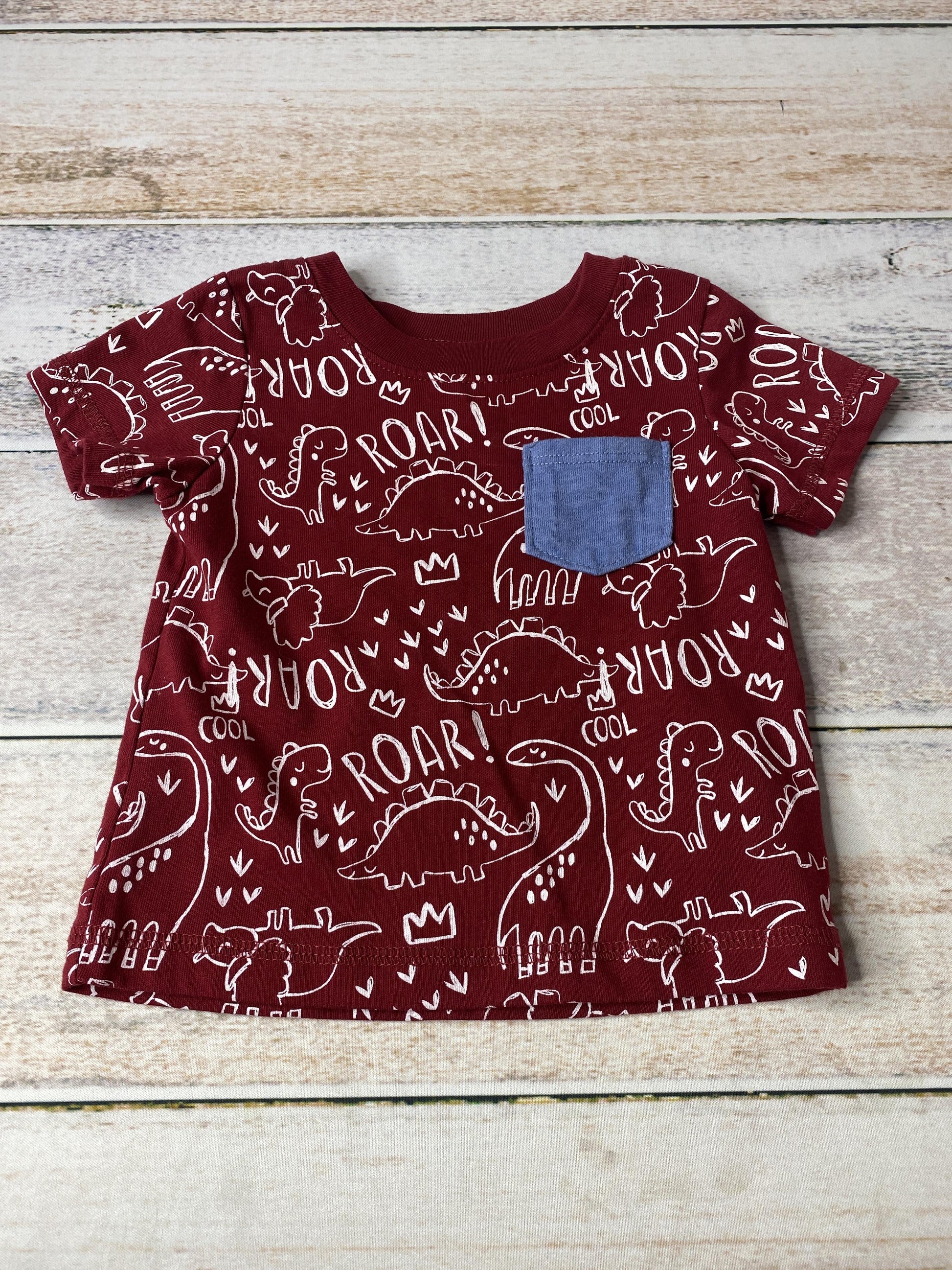 Sterling Baby Boys Burgundy | White | Dinosaur T-Shirt Size: 18 months Burgundy | White | Dinosaur