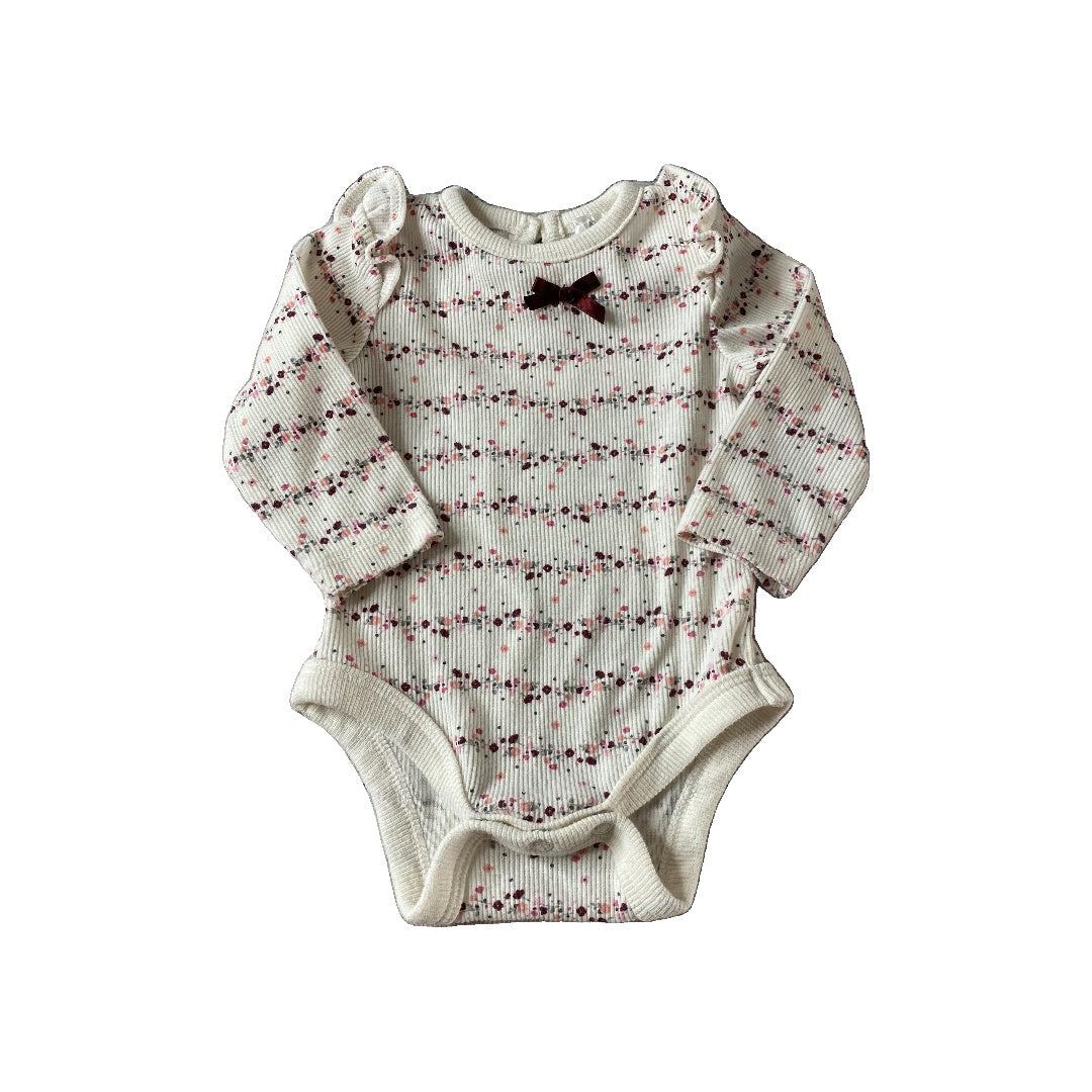 Nanette Girls Burgundy | White | Pink floral Onesie Size: 3 months Burgundy | White | Pink floral