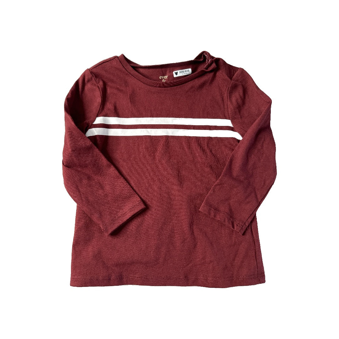 ever & ever Boys Burgundy | White | Stripe Long Sleeve T-Shirt Size: 24 months Burgundy | White | Stripe