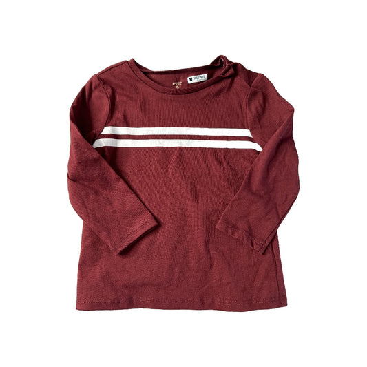 ever & ever Boys Burgundy | White | Stripe Long Sleeve T-Shirt Size: 24 months Burgundy | White | Stripe
