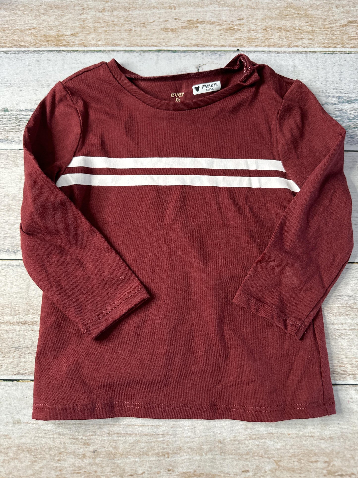 ever & ever Boys Burgundy | White | Stripe Long Sleeve T-Shirt Size: 24 months Burgundy | White | Stripe