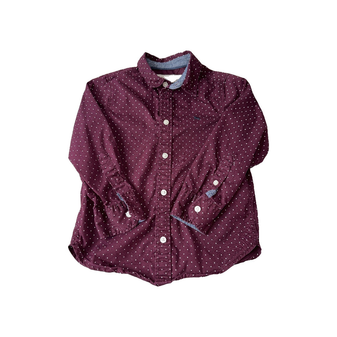 L.O.G.G. Boys Burgundy | White Button Down Short Sleeve Size: 3-4 Years Burgundy | White