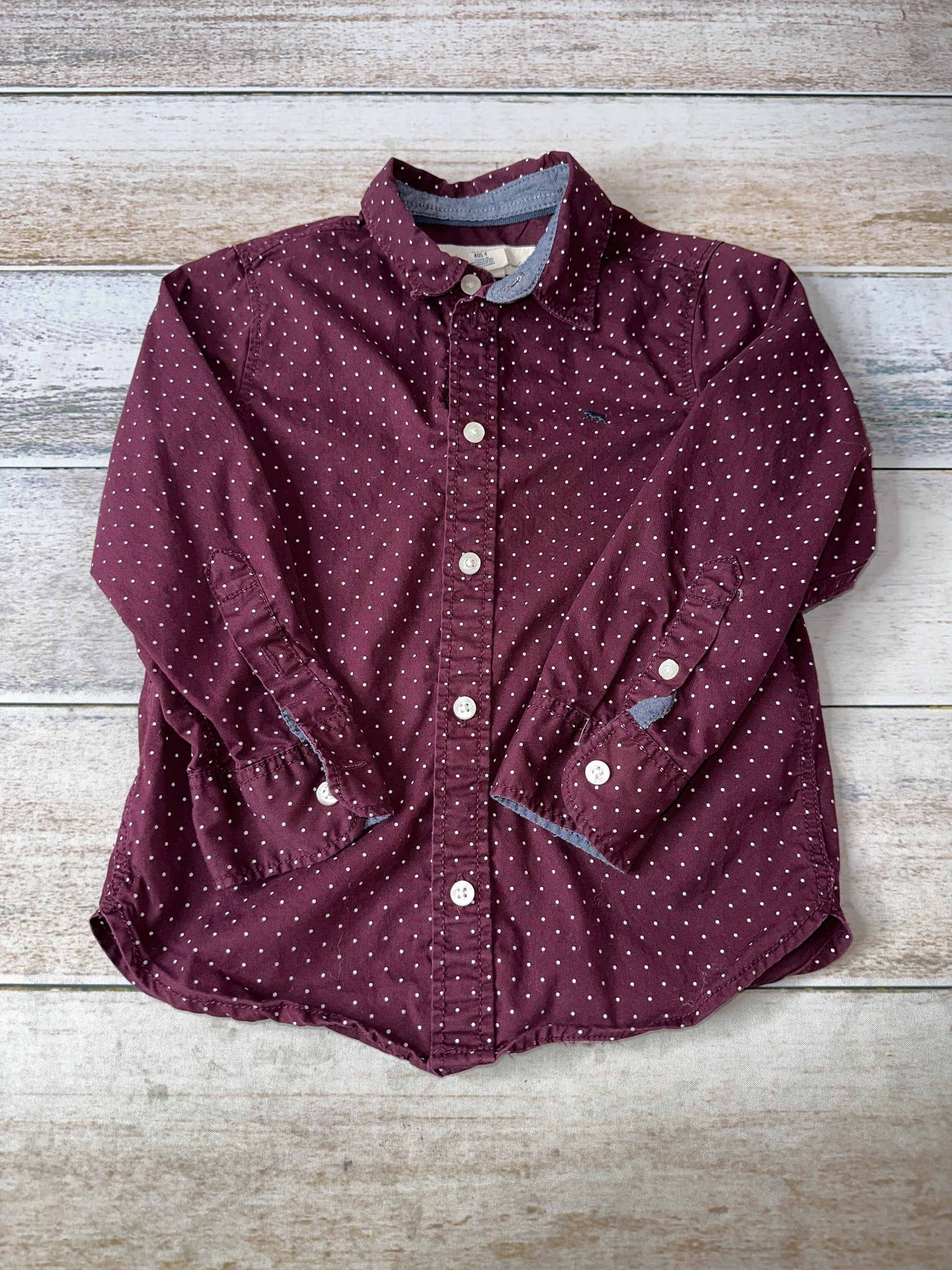 L.O.G.G. Boys Burgundy | White Button Down Short Sleeve Size: 3-4 Years Burgundy | White