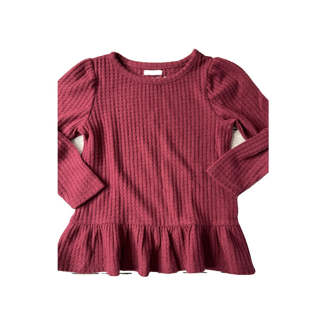 Cat & Jack Girls Burgundy Long Sleeve T-Shirt Size: 2T Burgundy