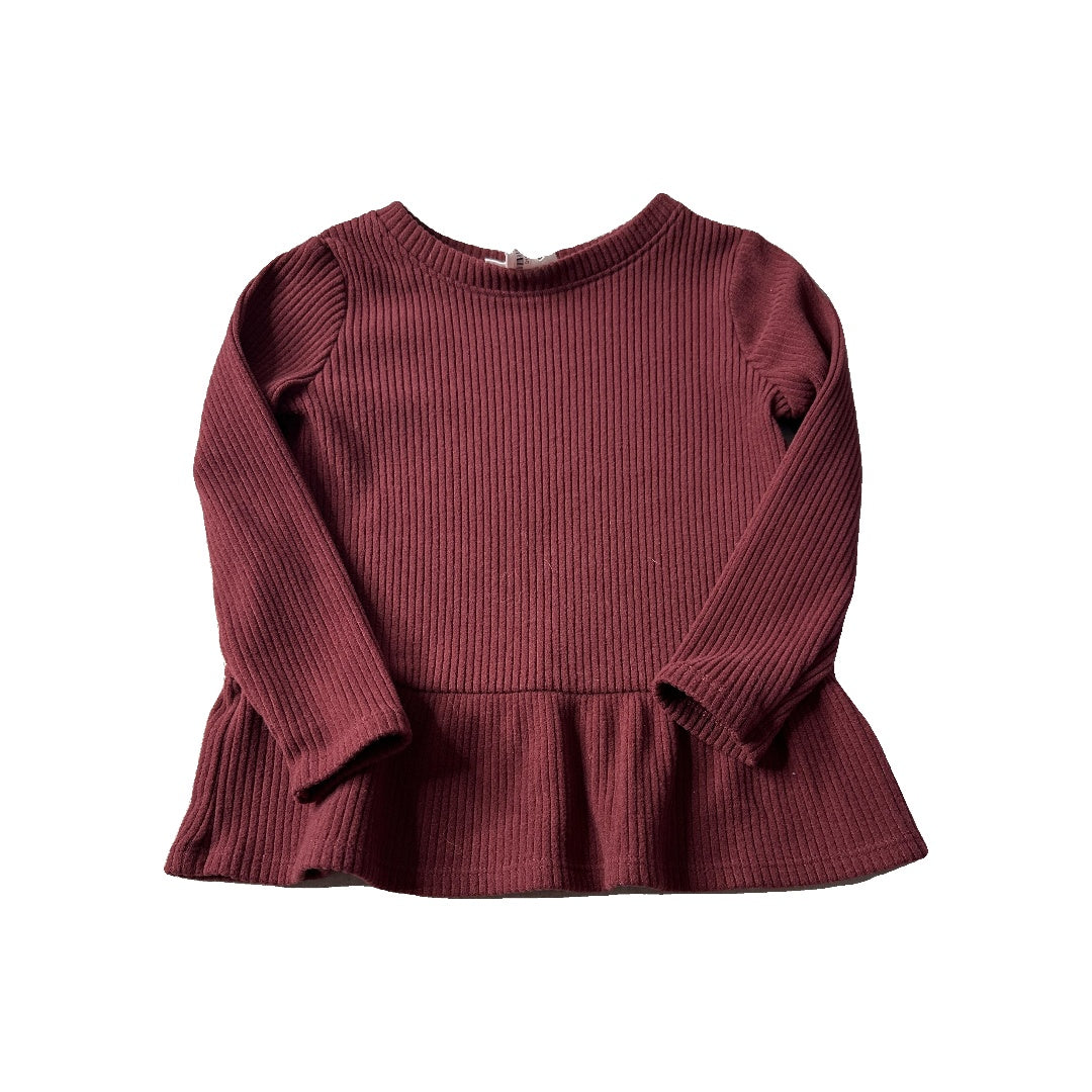 Cat & Jack Girls Burgundy Long Sleeve T-Shirt Size: 2T Burgundy