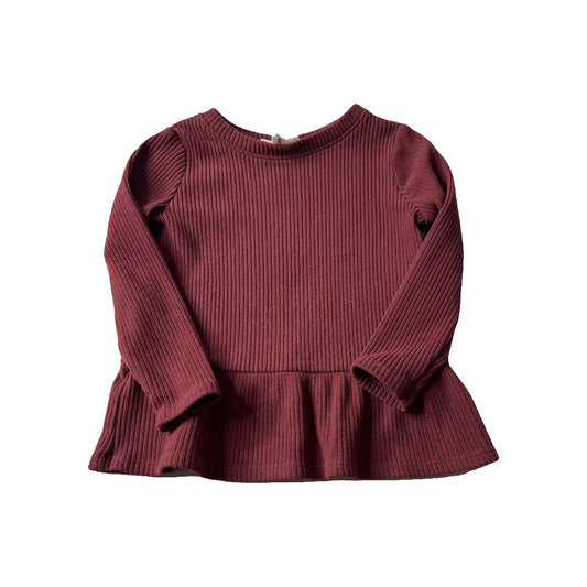 Cat & Jack Girls Burgundy Long Sleeve T-Shirt Size: 2T Burgundy