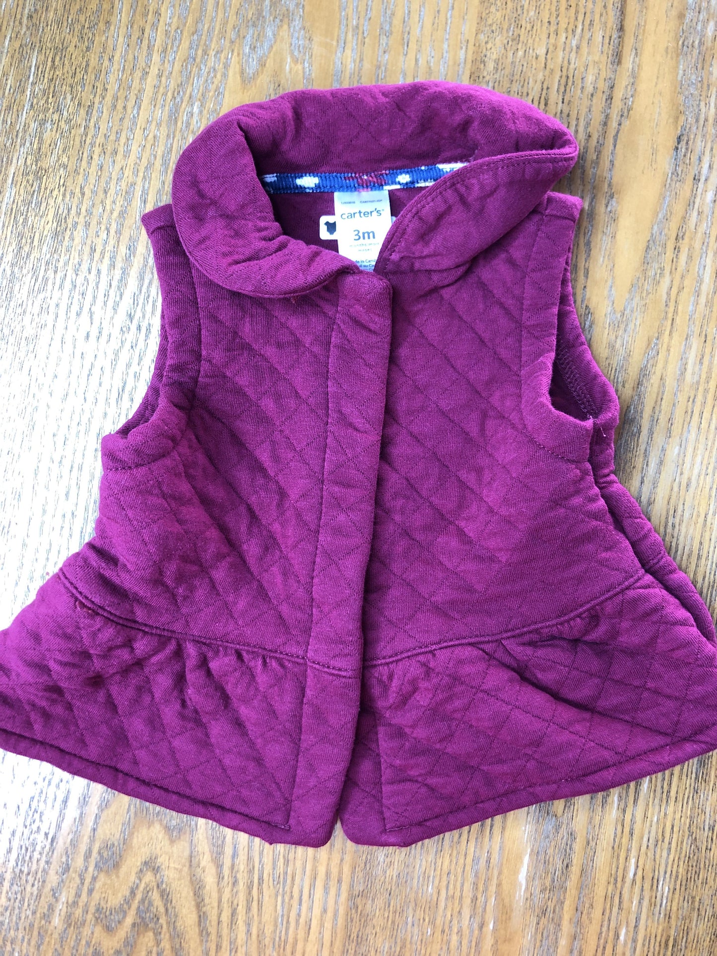 Carters Girls Burgundy Vest Size: 0-3 months Burgundy