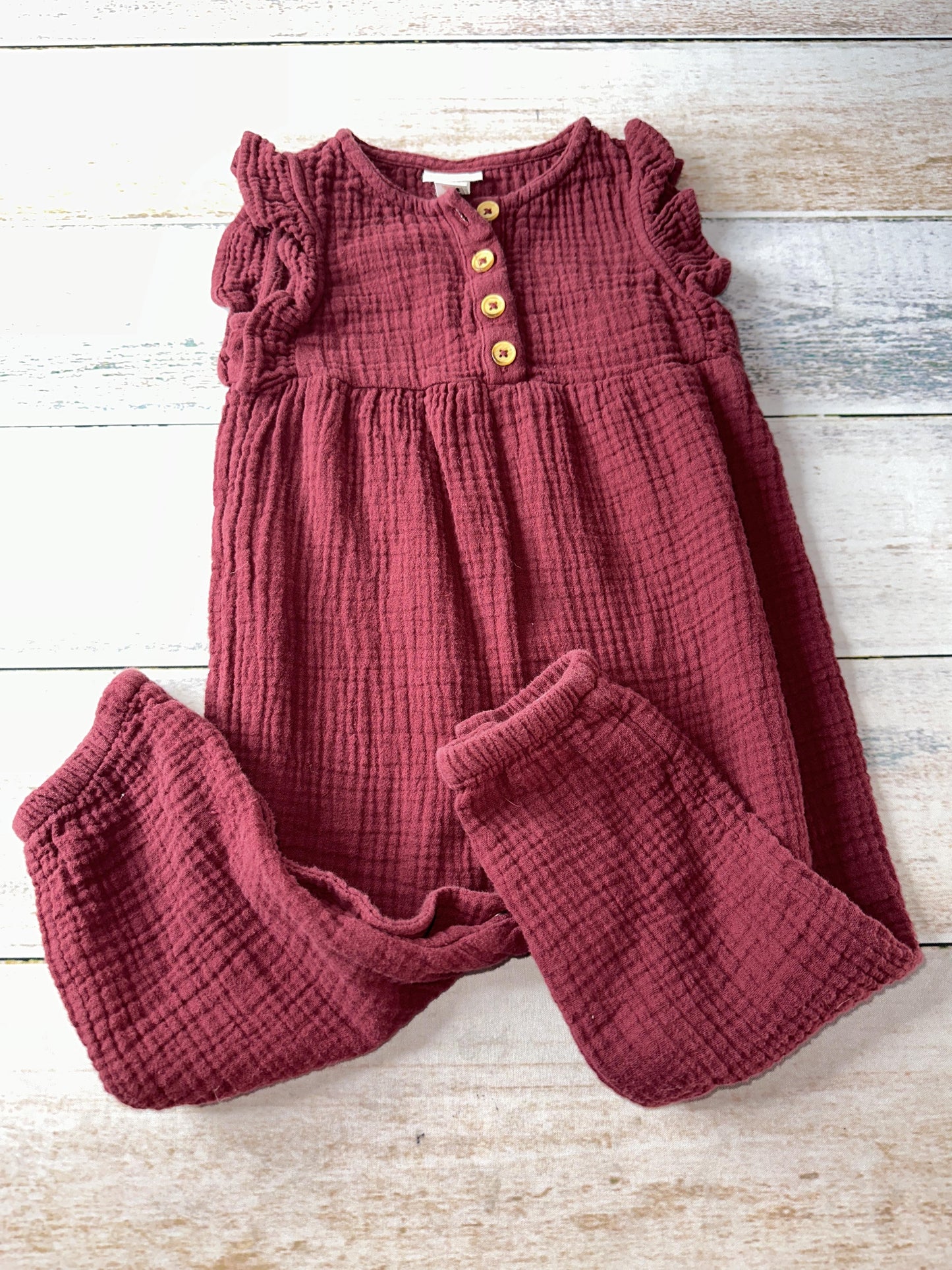 Cat & Jack Girls Burgundy Romper Size: 18 months Burgundy