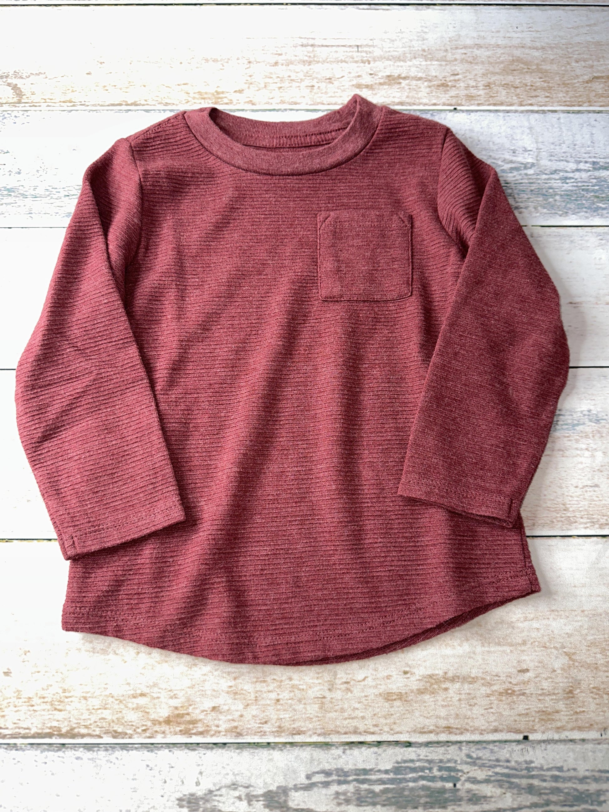 Cat & Jack Boys Burgundy Long Sleeve T-Shirt Size: 3T Burgundy
