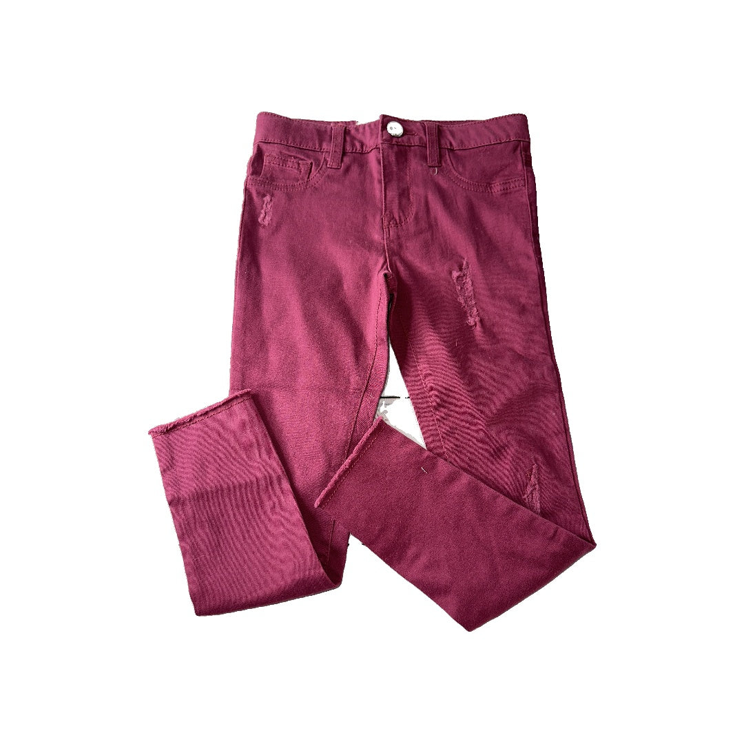 Denim Co Girls Burgundy Jeans Size: 5-6 Years Burgundy