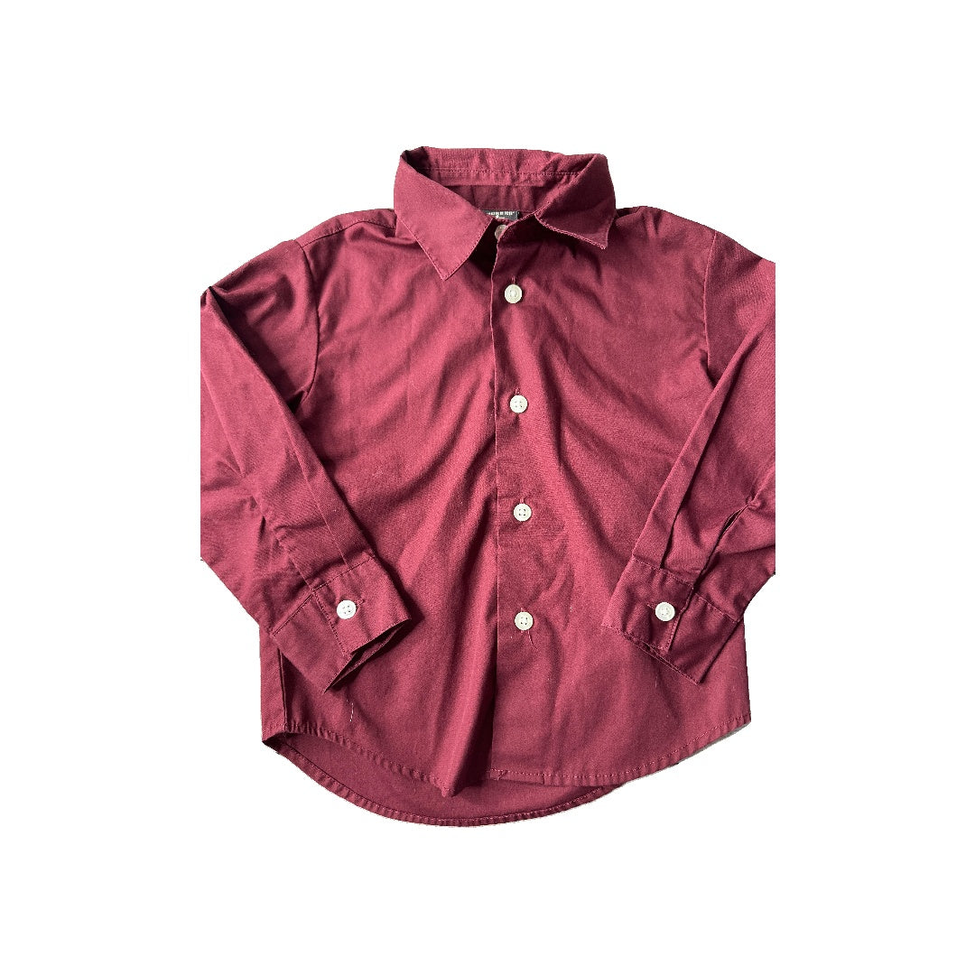 Dockers Boys Burgundy Button Down Short Sleeve Size: 3T Burgundy