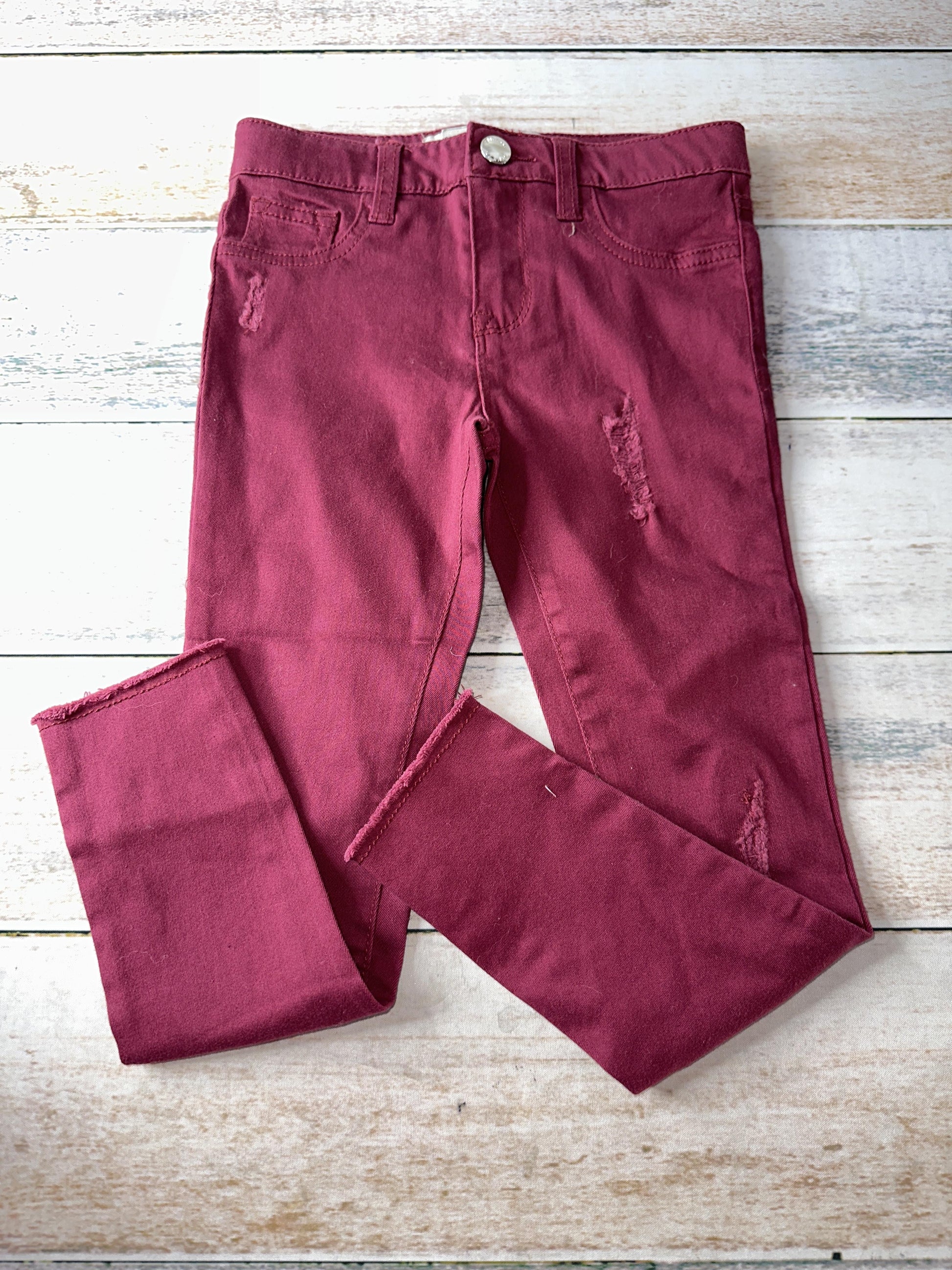 Denim Co Girls Burgundy Jeans Size: 5-6 Years Burgundy