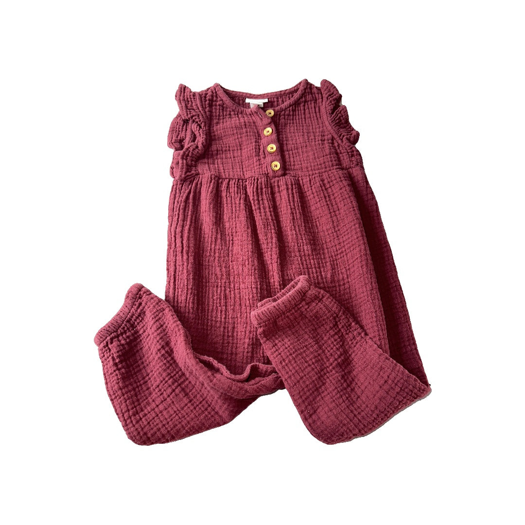 Cat & Jack Girls Burgundy Romper Size: 18 months Burgundy