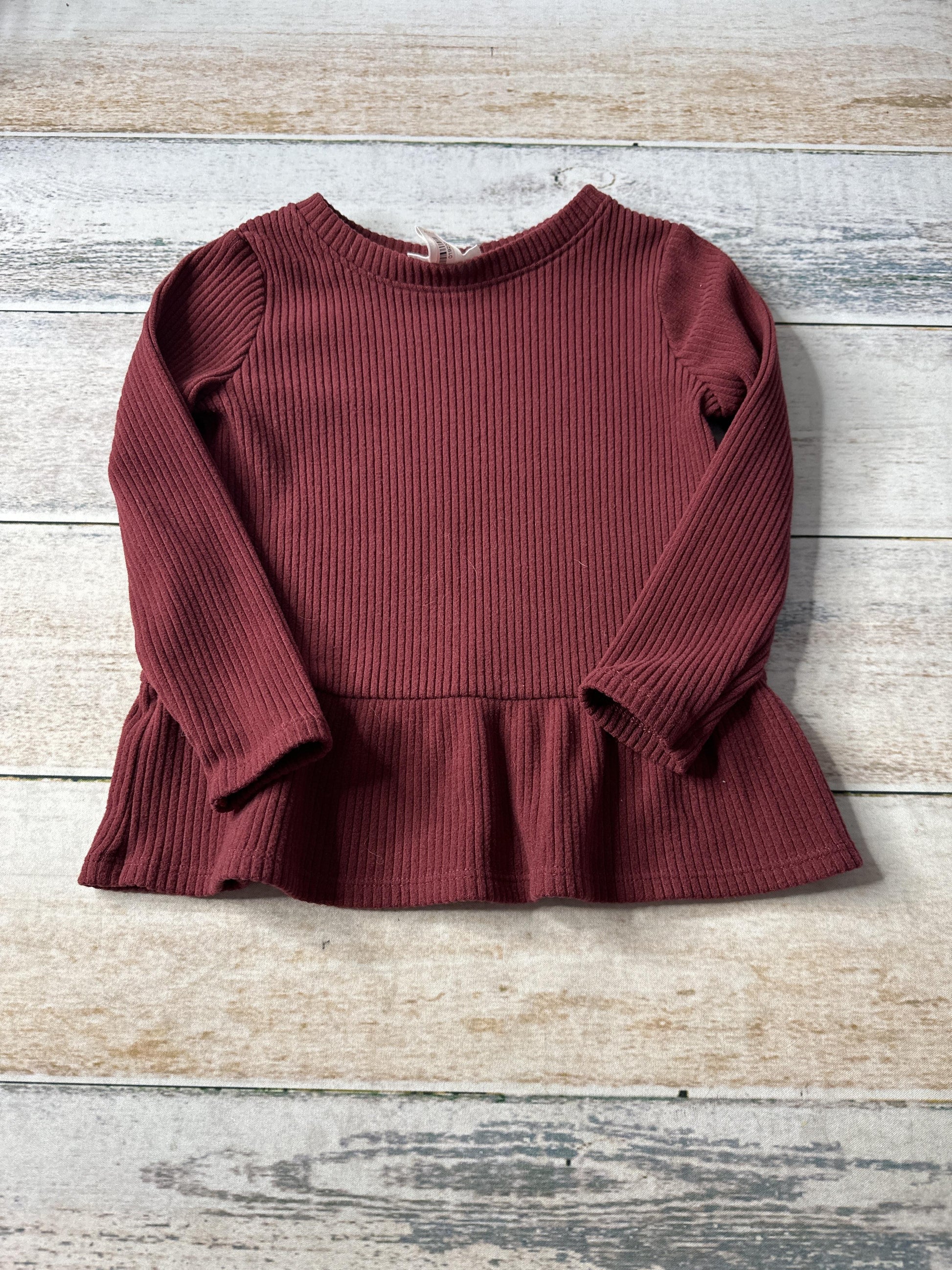 Cat & Jack Girls Burgundy Long Sleeve T-Shirt Size: 2T Burgundy