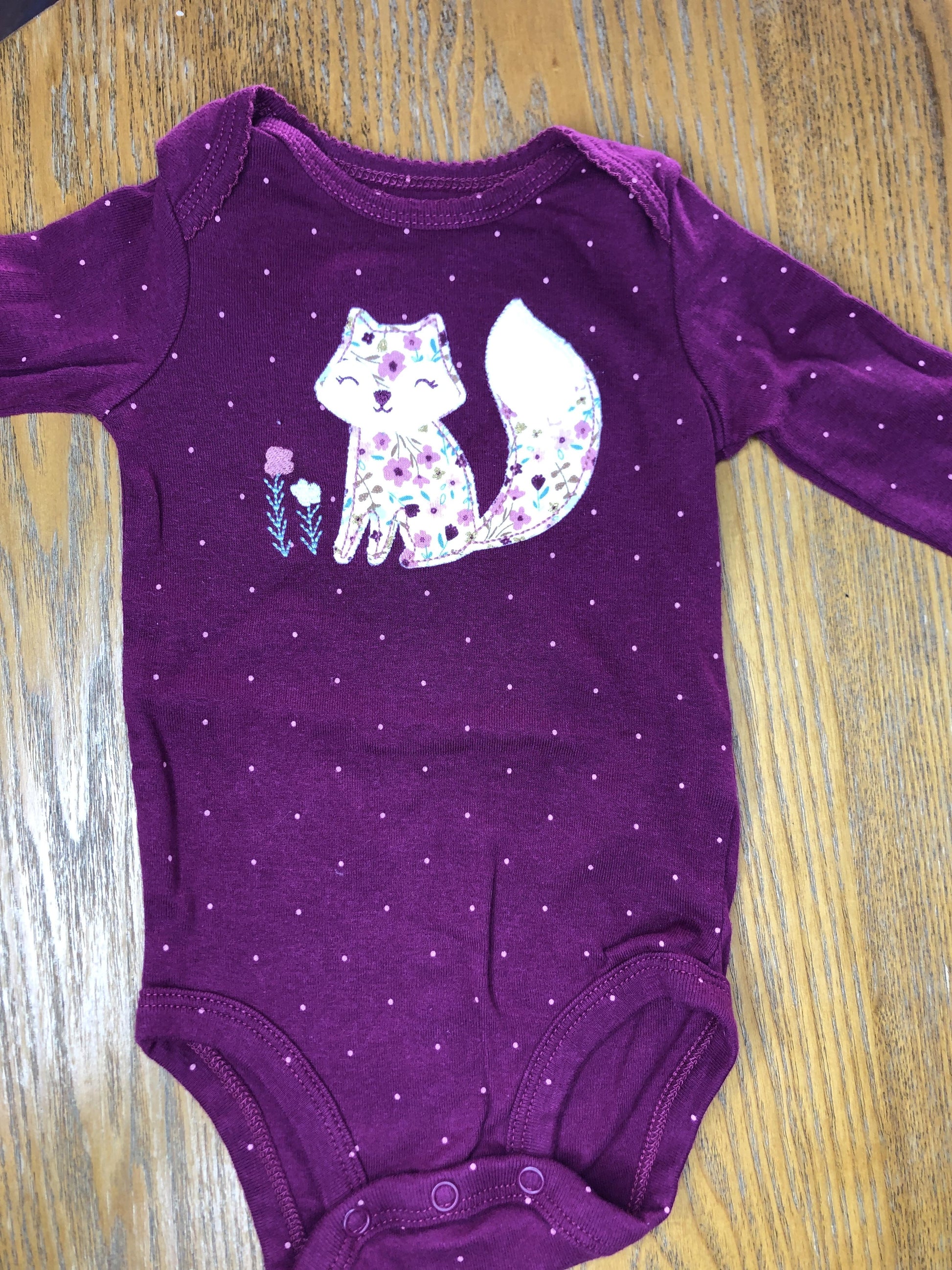 Carters Girls Burgundy Onesie Size: 3-6 months Burgundy