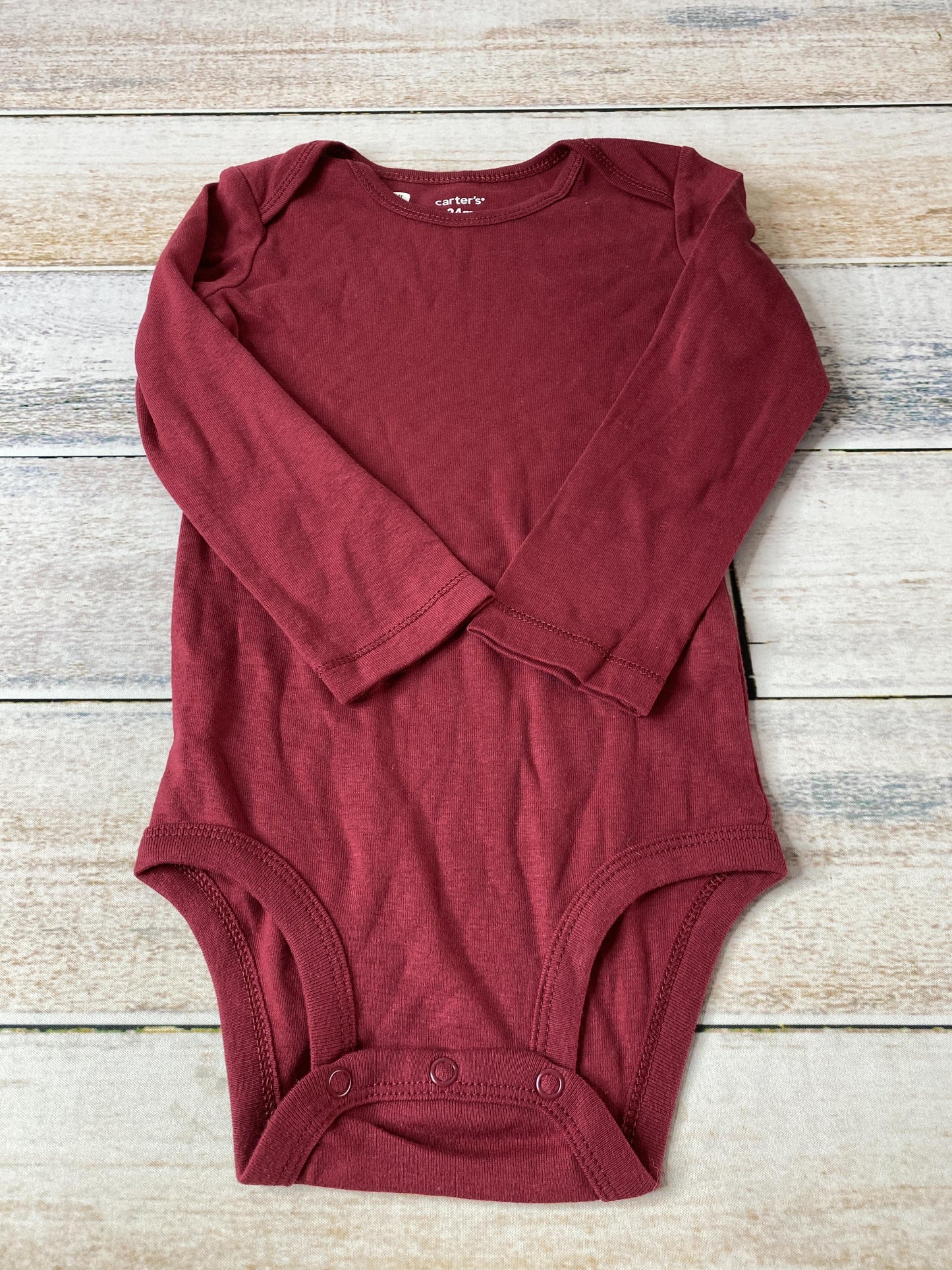 Carters Unisex Burgundy Onesie Size: 24 months Burgundy