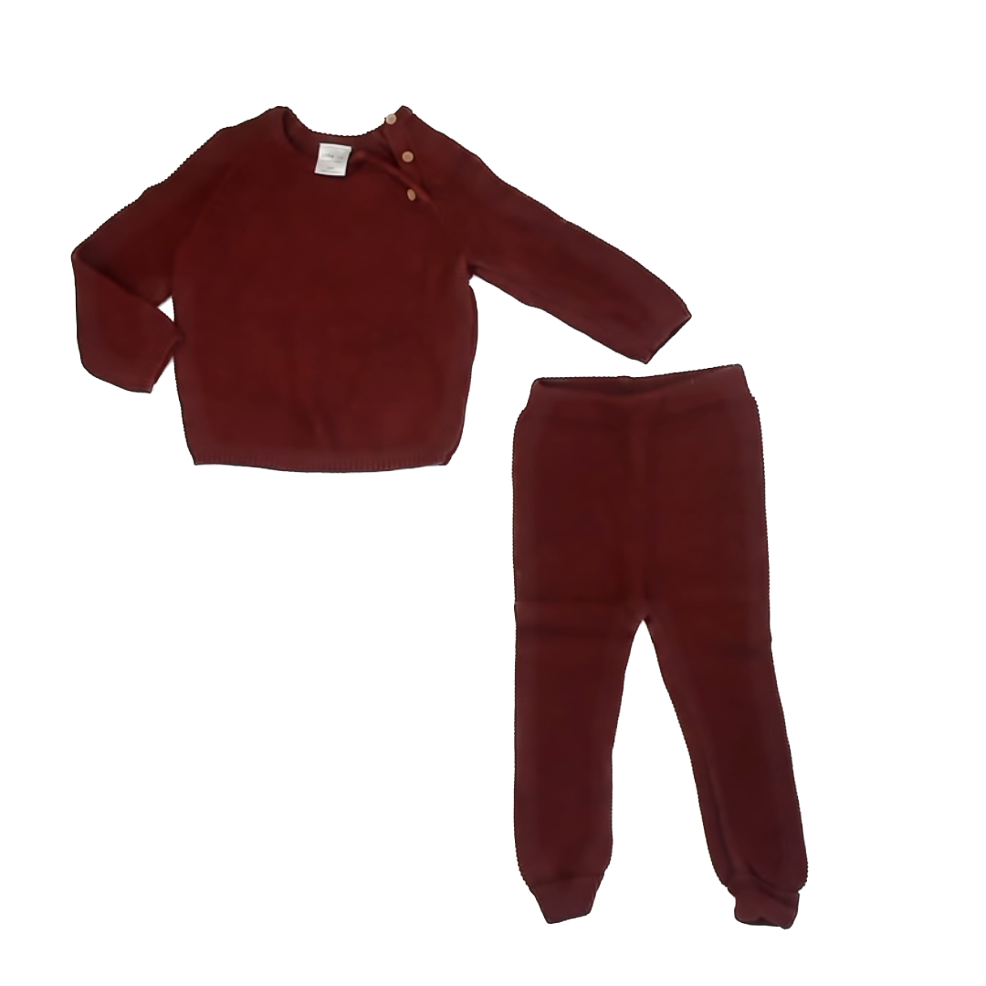 Little Co. Unisex Burnt Red Apparel Sets Size: 24 Months Burnt Red