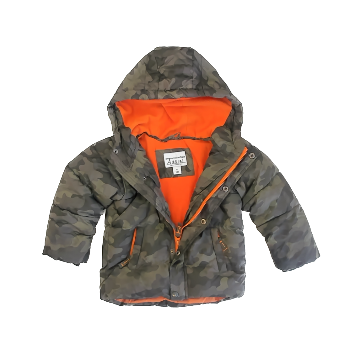 Amazon Essentials Boys Camo | Orange Winter Coat Size: 3T Camo | Orange
