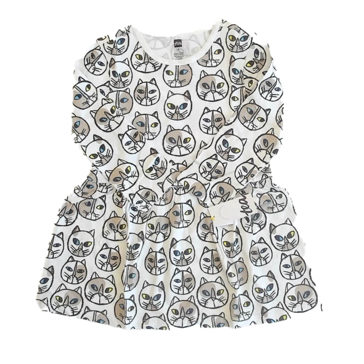 Tea Collection Girls Cat Skirted Dress Size: 4T Cat Skirted