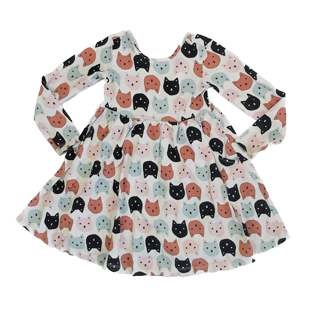 Hanna Andersson Girls Cats Dress Size: 5T Cats