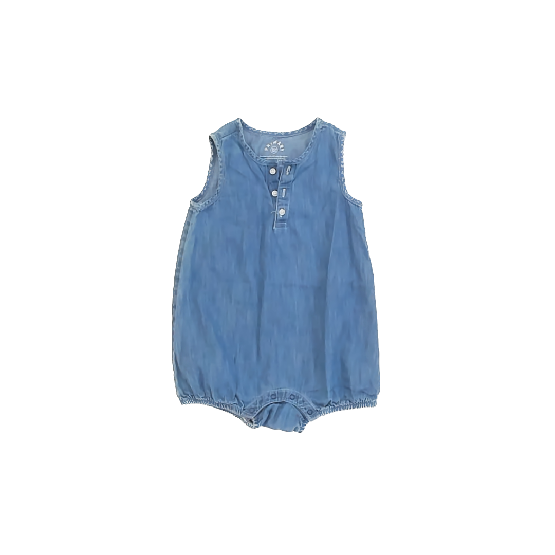 Primary Unisex Chambray Romper Size: 18-24 Months Chambray
