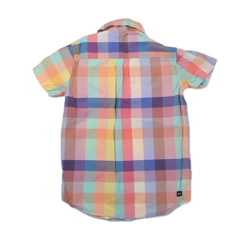 Tea Collection Boys Checked Button Down Short Sleeve Size: 10 Years Checked