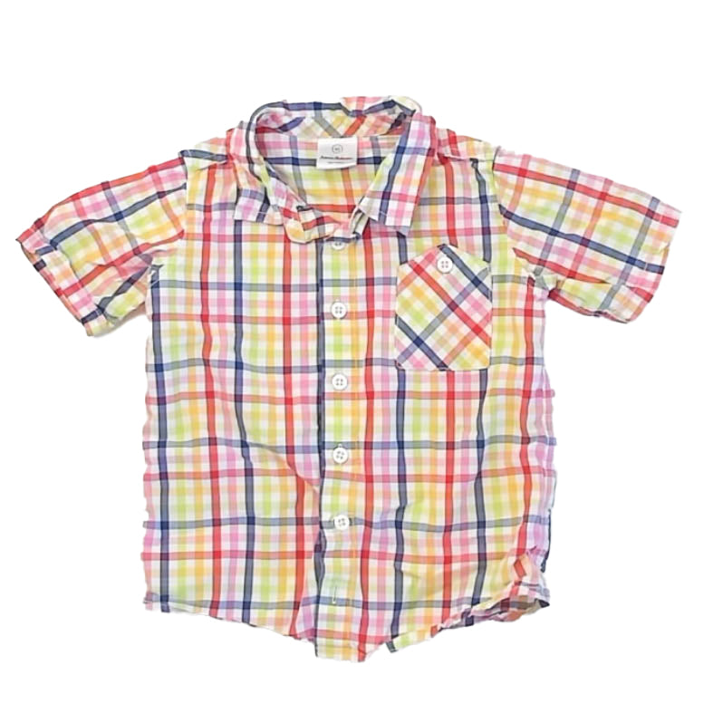 Hanna Andersson Boys Checked Button Down Short Sleeve Size: 3T Checked
