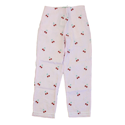 Classic Prep Girls Cherries on Pink Stripe Pants Size: 6-14 Years Cherries on Pink Stripe