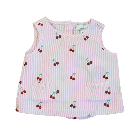 Classic Prep Girls Cherries on Pink Stripe Apparel Sets Size: 9-12 Months