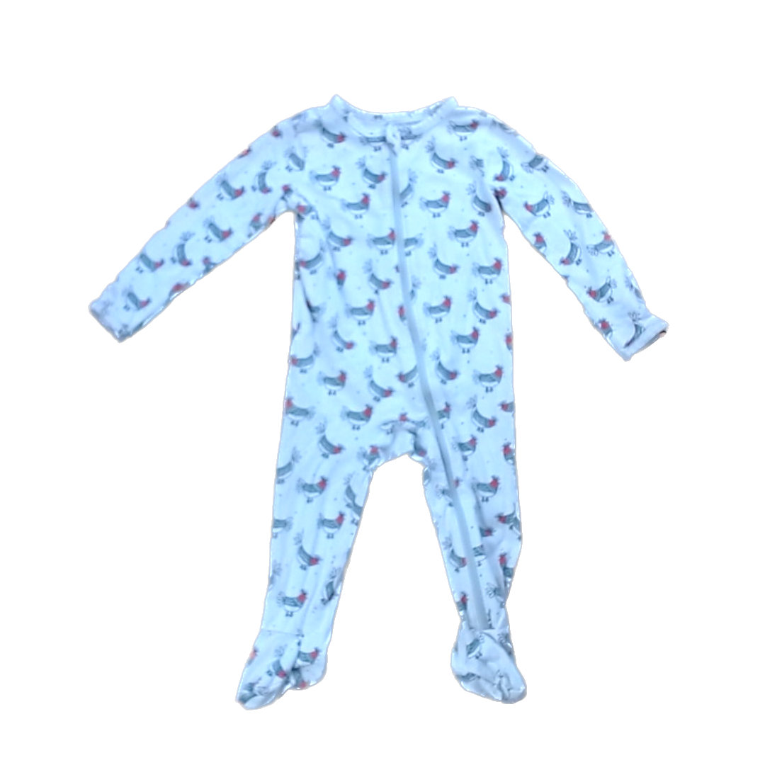 Tea Collection Unisex Chickens 1-piece footed Pajamas Size: 6-9 Months Chickens