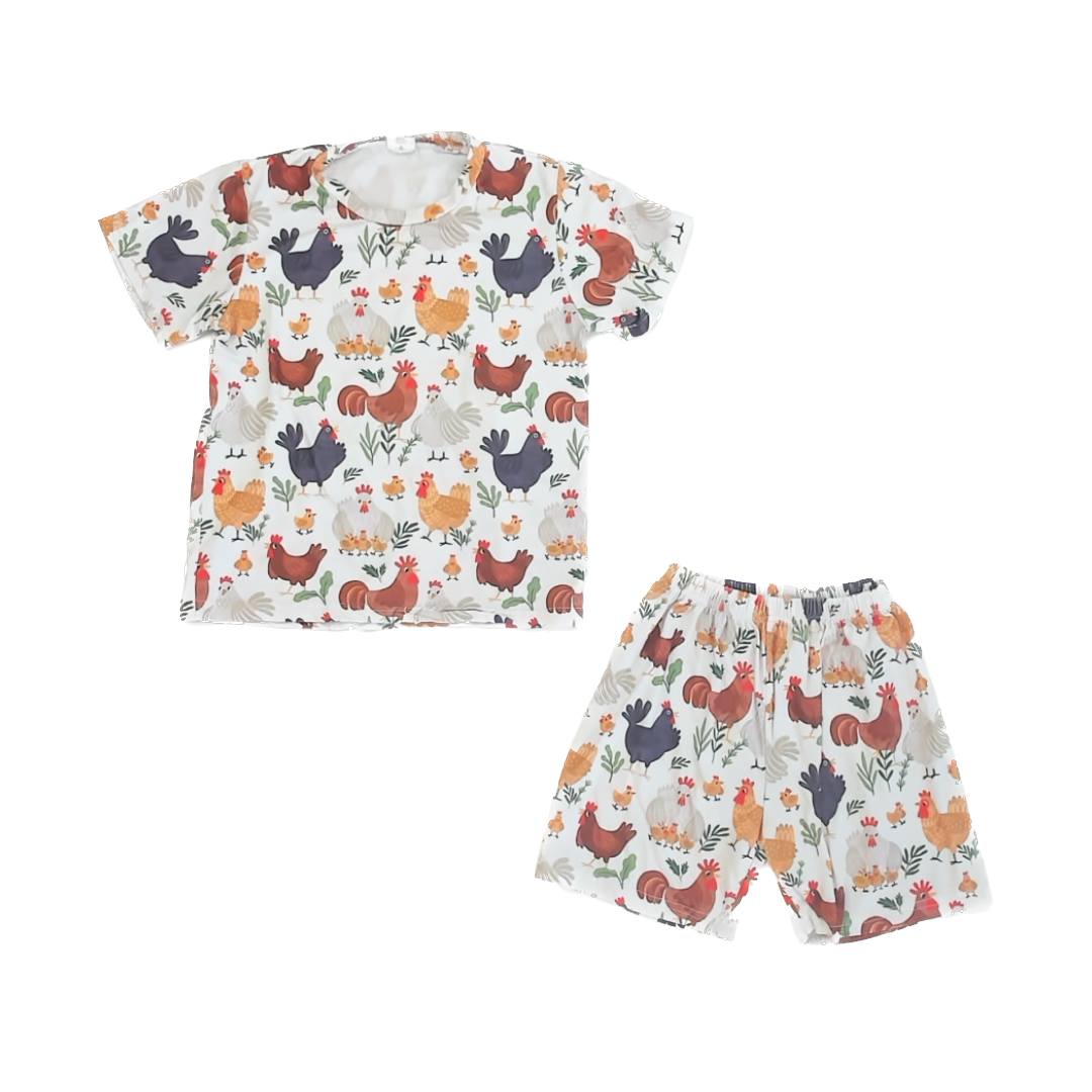 Unknown Brand Boys Chickens 2-piece Pajamas Size: 6-7 Years (eu120) Chickens