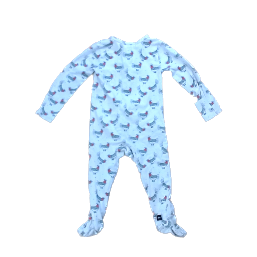 Tea Collection Unisex Chickens 1-piece footed Pajamas Size: 6-9 Months Chickens